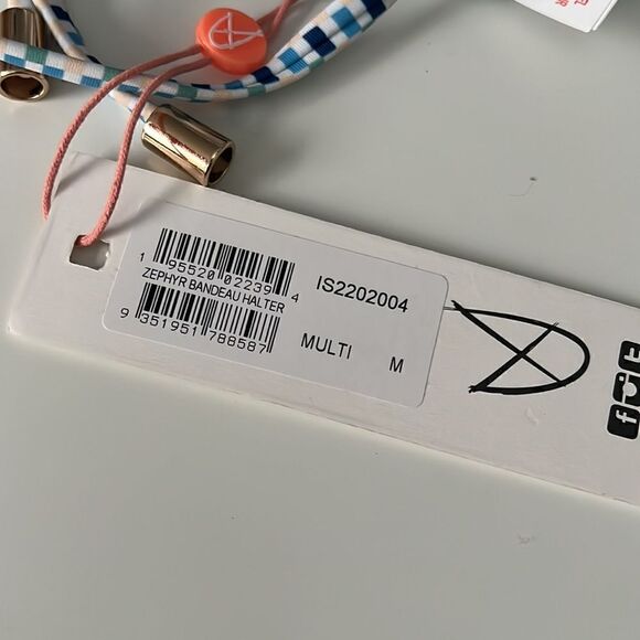 Minkpink Zephyr Blue Multi Bandeau Halter Bikini Top Size Medium NWT - Picture 9 of 10